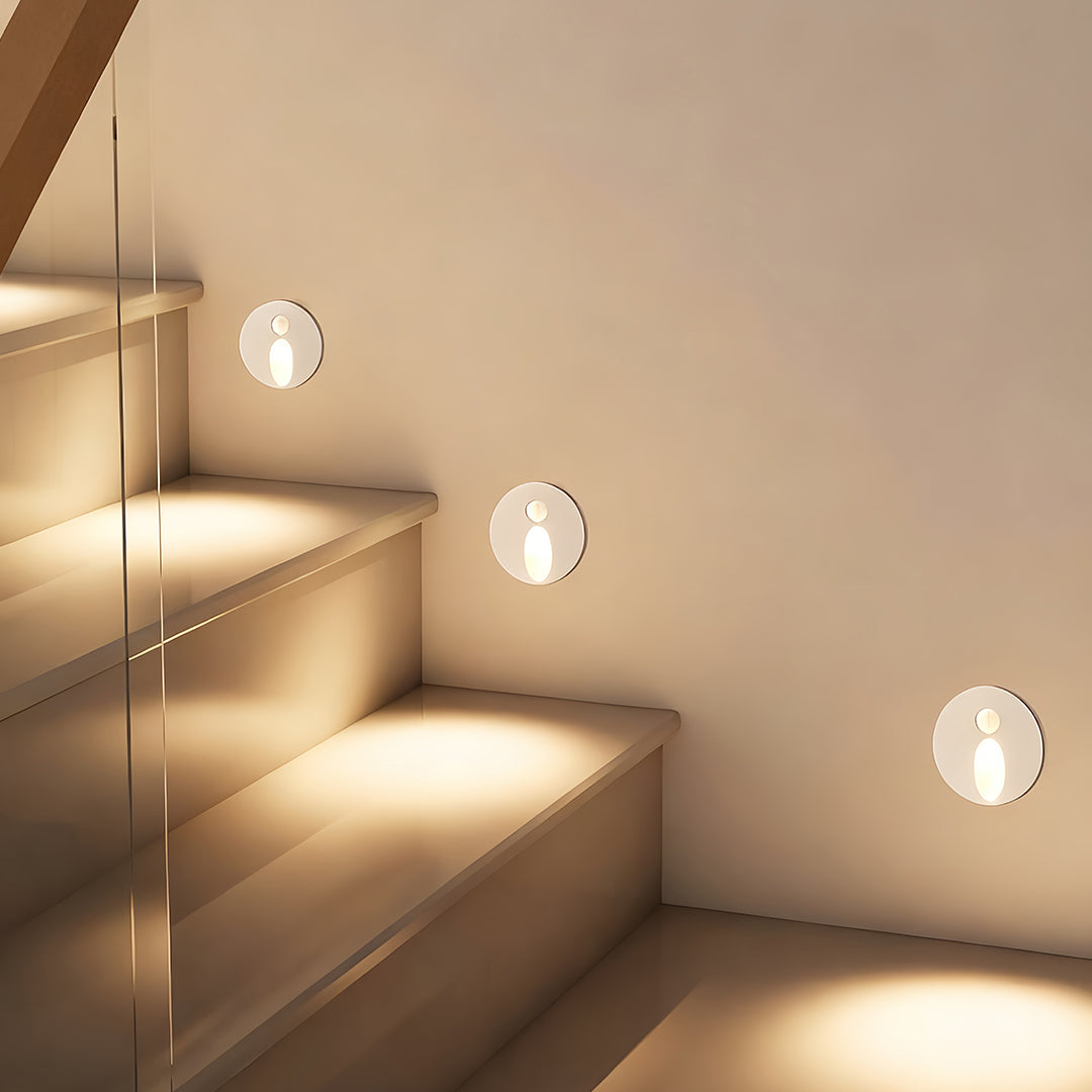Flush-Mount LED Stair Step Light — Aluminum, 1W 4000K, Infrared Motion Sensor, IP54, Hardwired