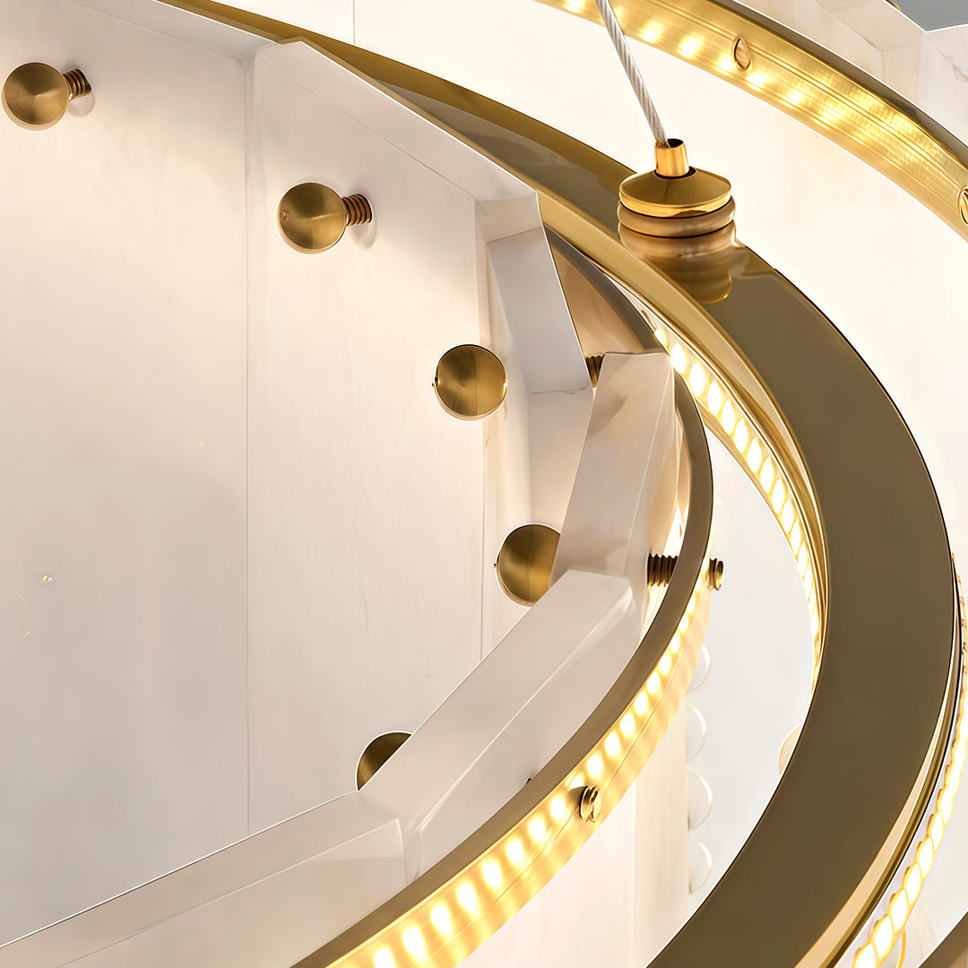 Cloud Stone Modern Chandelier — Solid Brass, G9 Warm Light, 59.1" Adjustable Chain, 17.7"–31.5" Sizes