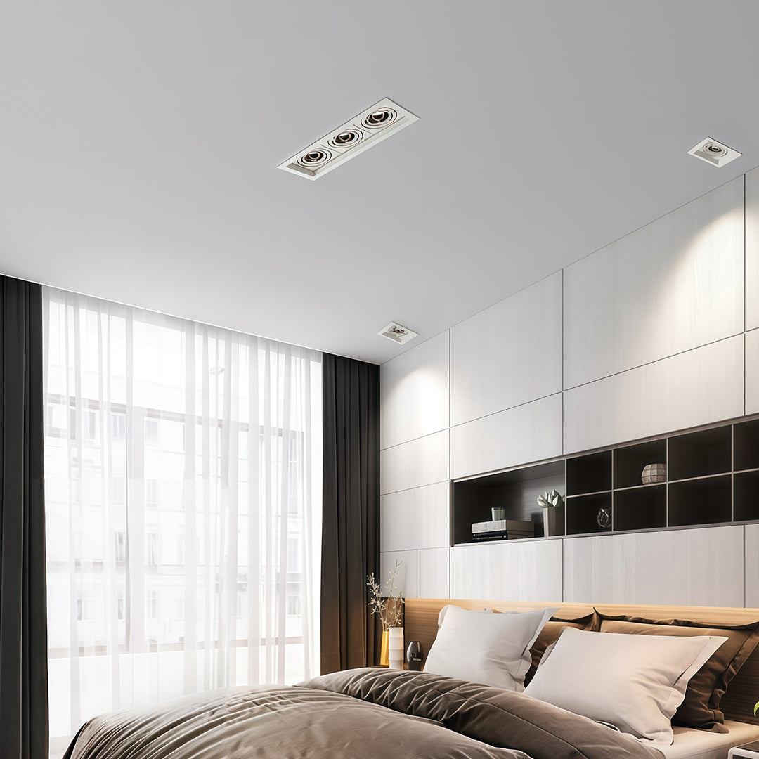 Anti-Glare LED Recessed Spotlight — Aluminum, Ra98 CRI, 24° Beam, 3000K / 4000K / 6000K, Single / Double / Triple-Head