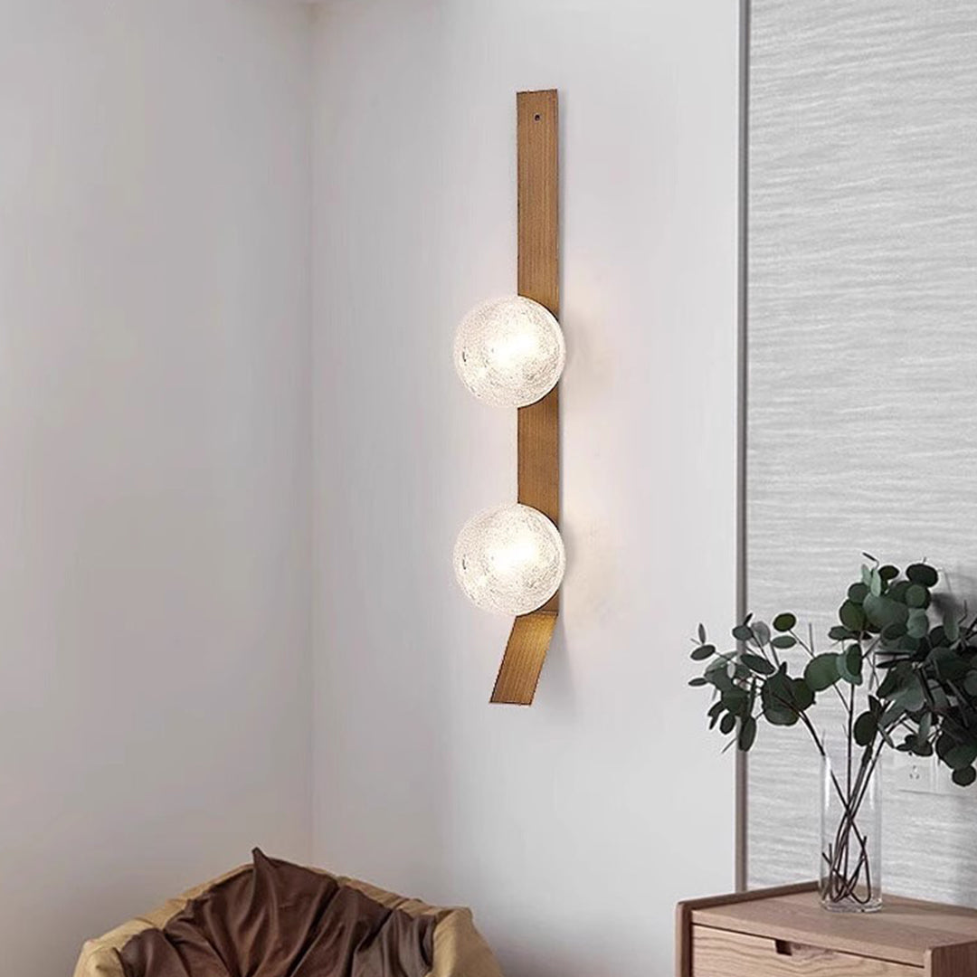 Glass Bubble Wall Sconce — Iron Frame, LED 3000K, Single 7W or Dual 14W, Gold / White / Black / Bronze