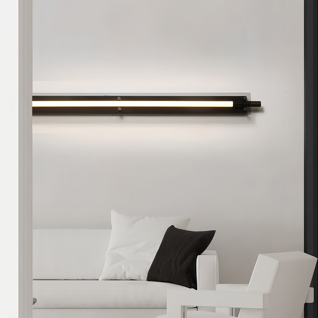 Black Linear Up/Down Wall Sconce — Iron and Glass, LED Hardwired, 12–24W, 60cm–120cm