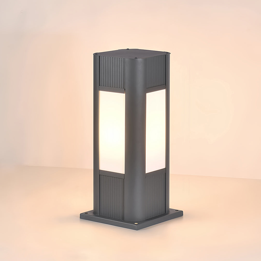 Industrial Square Bollard Path Light — Die-Cast Aluminum, Gray, 10W LED, IP65 Weatherproof