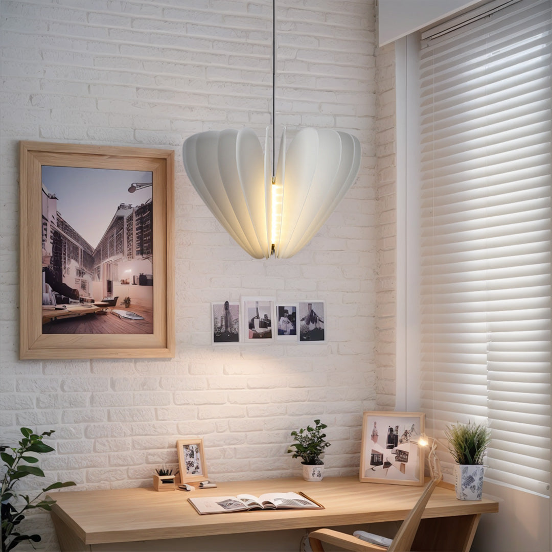 Geometric White PE Shade Pendant Light — 20W LED, 3000K Warm White, 1.5m Adjustable Cord