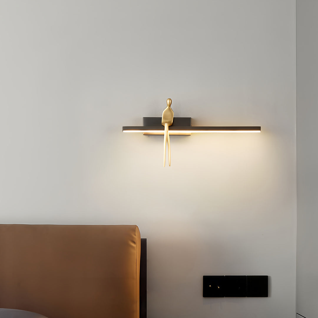 Minimalist Italian Man-Figure Wall Sconce — Full Copper, Acrylic, 5W LED, 3-Step Dimming