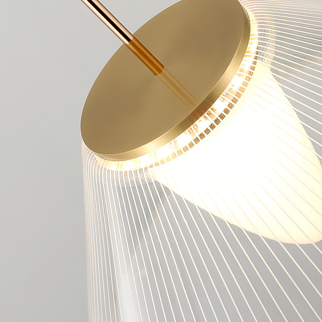 Minimalist Clear Glass Pendant Light — Stainless Steel, Black, 7W LED, 3000K, Adjustable Cord, 14.96" Wide