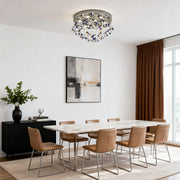 Round Crystal Flush-Mount Ceiling Light — Stainless Steel, French, 30W/40W LED, 3-Step Dimming, 19.7" or 23.6"