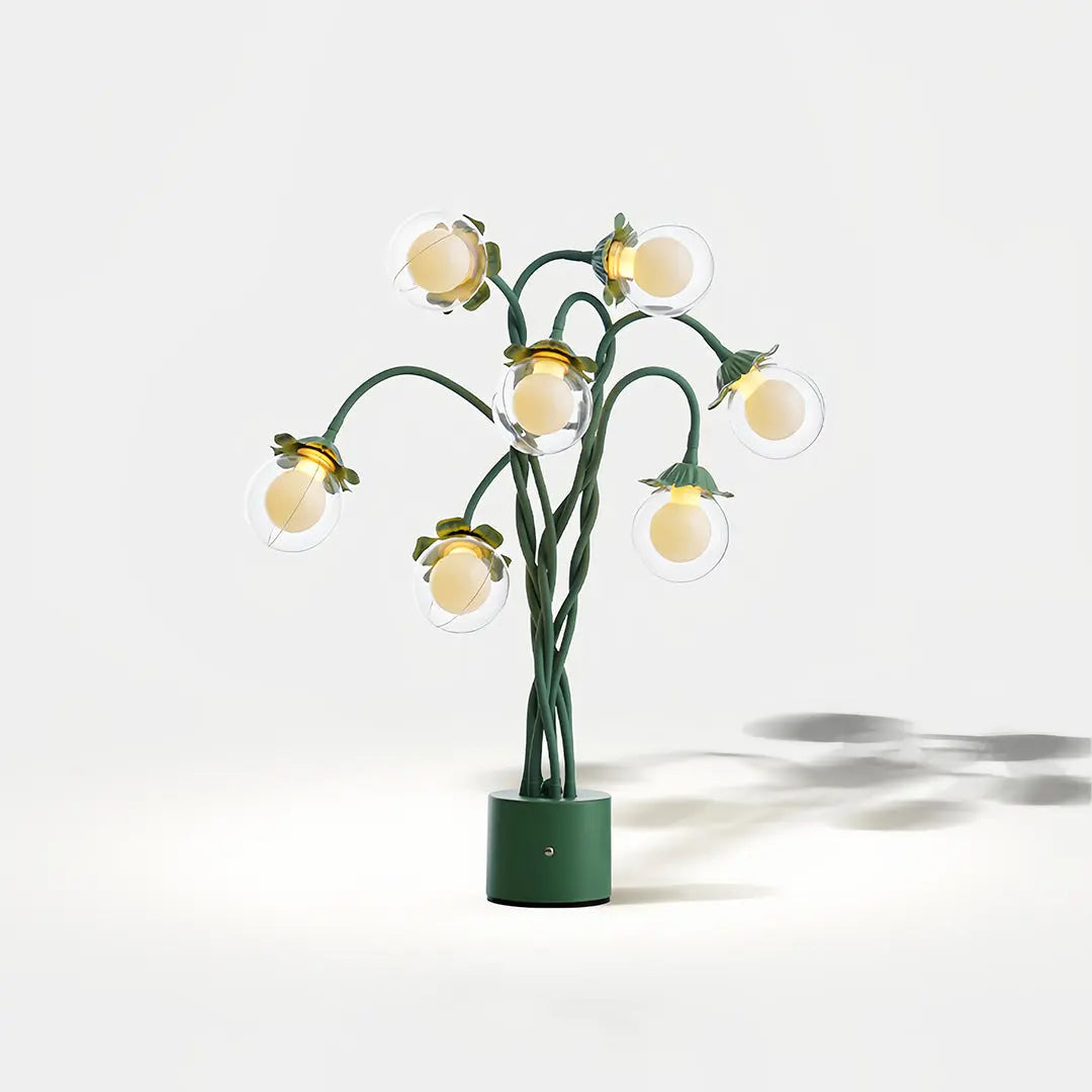 Artistic Globe Decorative Light: Retro Green Table Lamp with French Floral Design Luxe