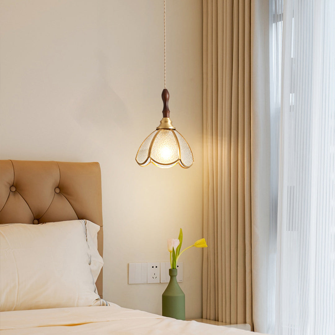 Water Ripple Glass Pendant Light — Full Copper, LED E27, 3-Step Dimming, 1- or 3-Light