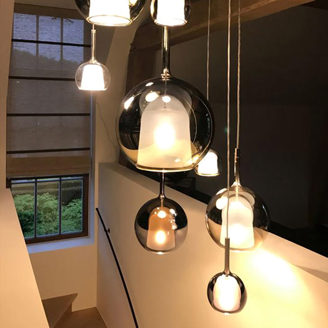Hand-Blown Glass Ball Mini Pendant — Electroplated Iron, G9, 3000K Warm, 3 Sizes
