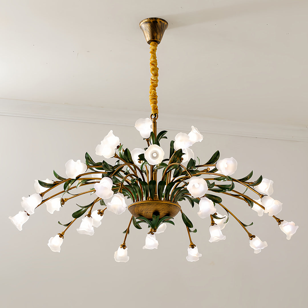 Vintage Floral Branch Chandelier — Iron and Glass, G4 3-Step Dimming, 12 to 35-Head