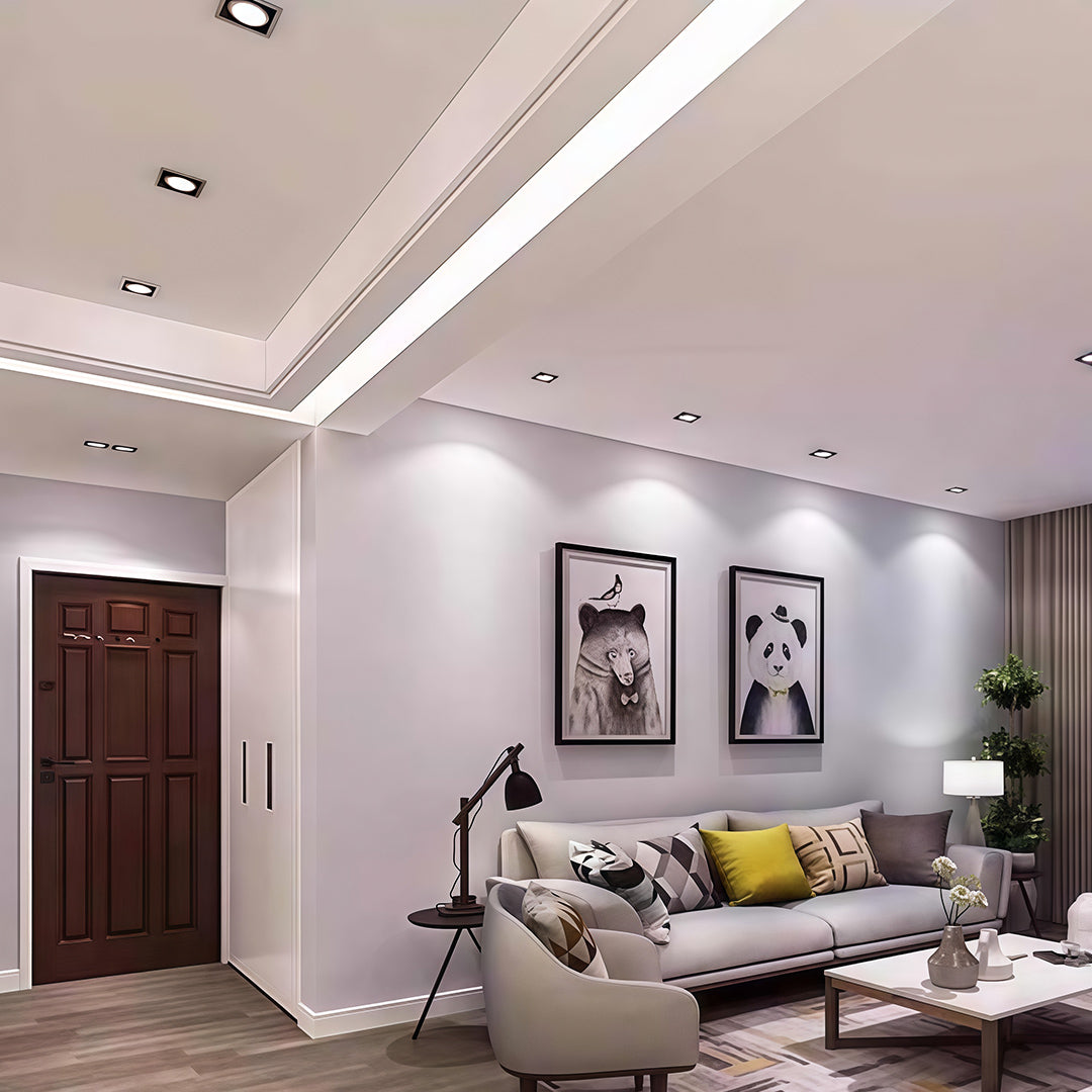 Square Recessed Downlight — Aluminum & Acrylic, LED, 7W–10W, 3000K / 4000K / 6000K, Ra90, Single- or Double-Head