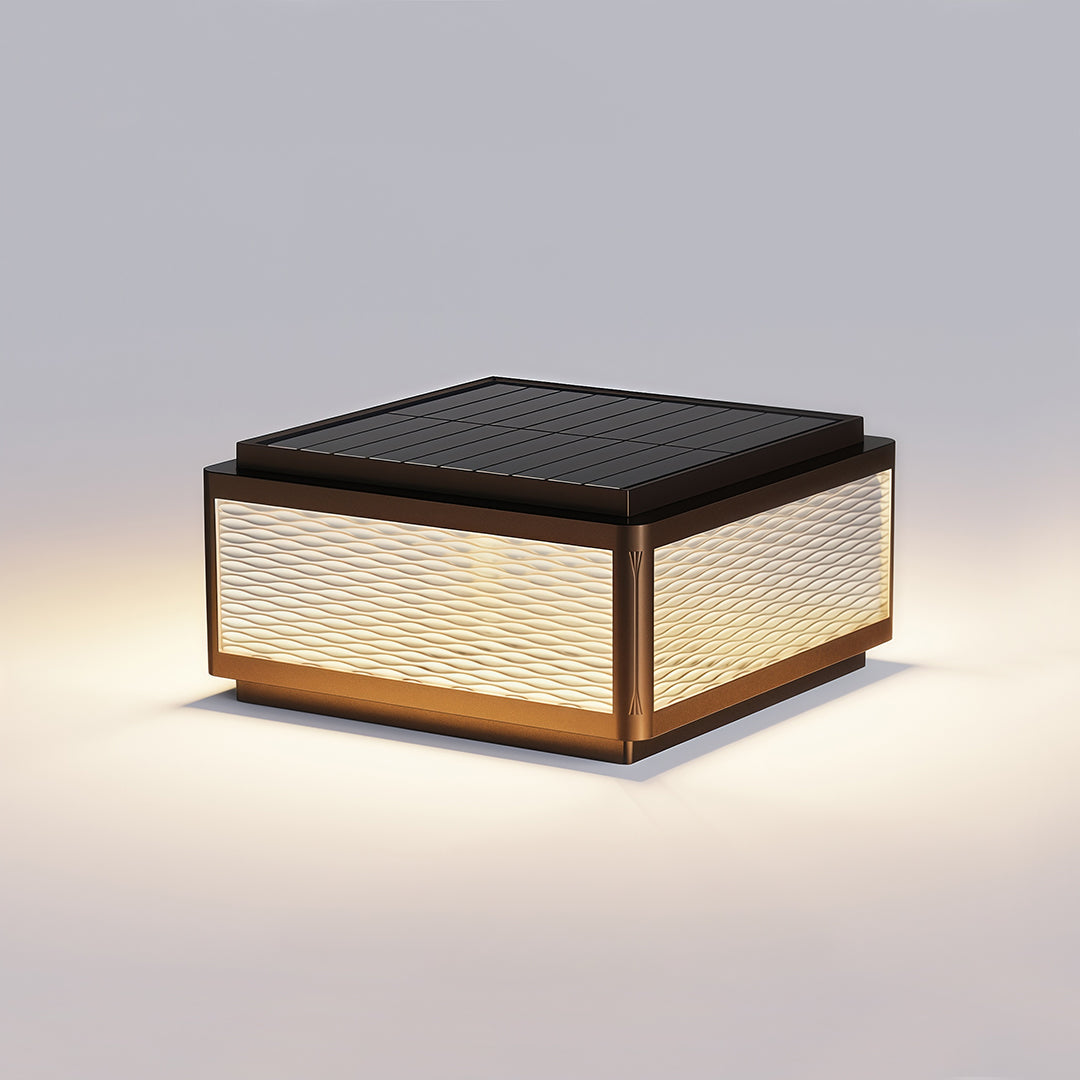 Minimalist Outdoor Pillar Top Light — Black Aluminum, LED, Solar or Hardwired, IP54, 3 Sizes