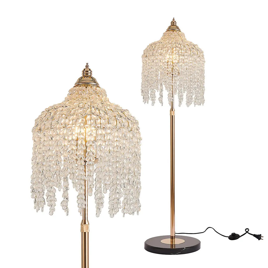 Luxury LED Floor Crystal Lamps with Decorative Hardware Lighting Luxe