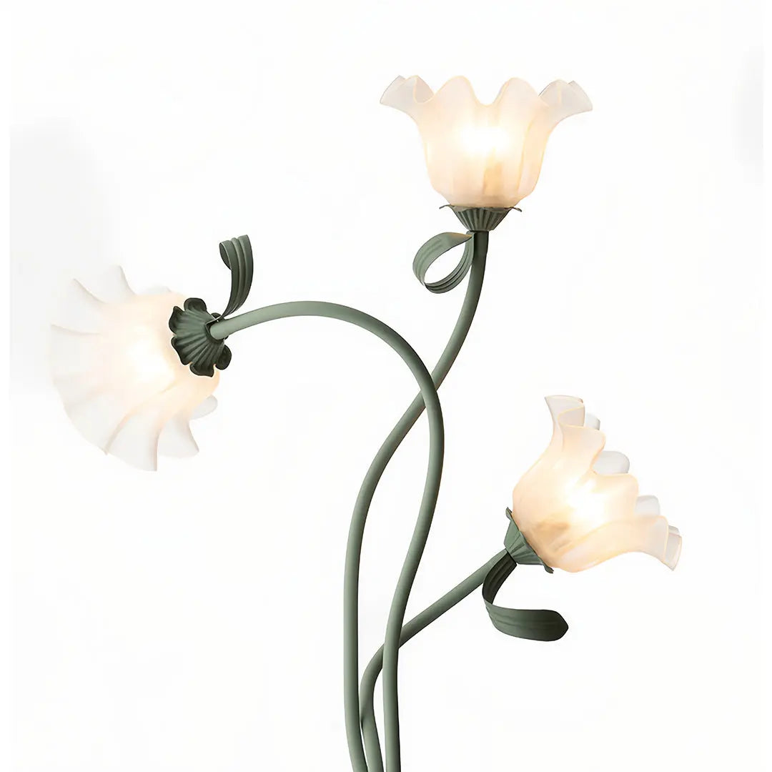 Artistic Green Iron Flower Floor Lamp in French Country Style Luxe