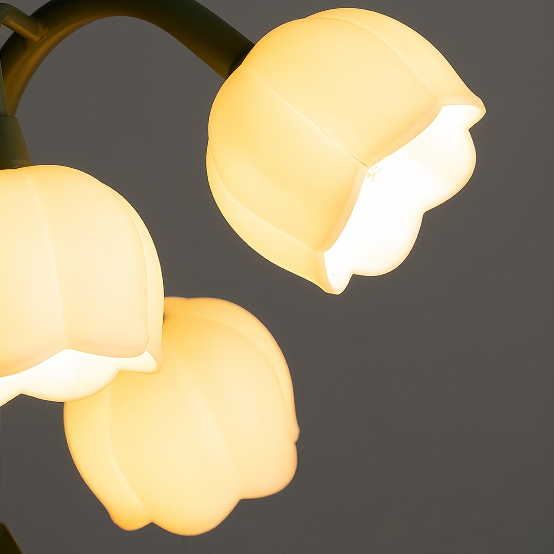 Bellflower Floral Wall Sconce — Green Iron, Clear Glass, 5-Light G4, Three-Step Dimming (3000K/4500K/6000K)