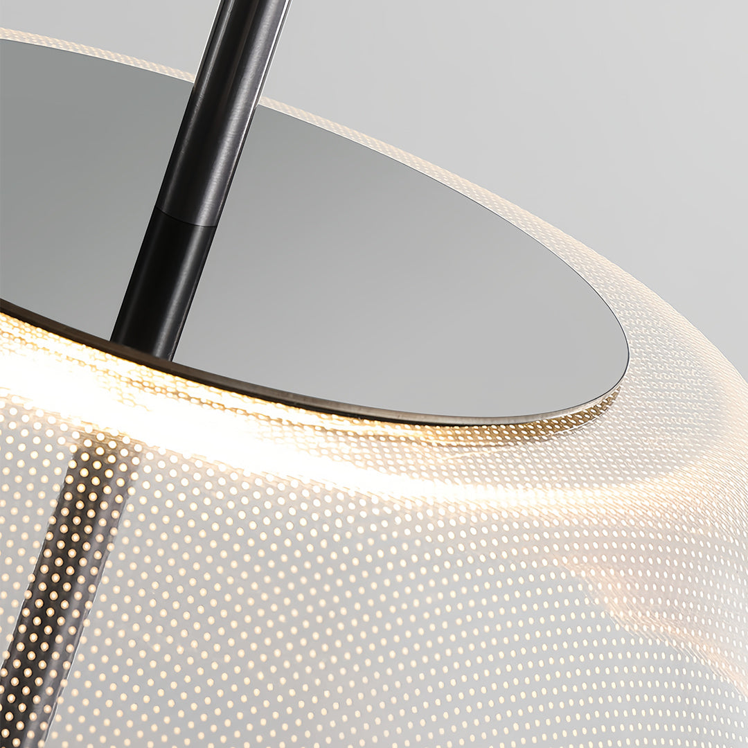 Minimalist Clear Glass Pendant Light — Stainless Steel, Black, 7W LED, 3000K, Adjustable Cord, 14.96" Wide