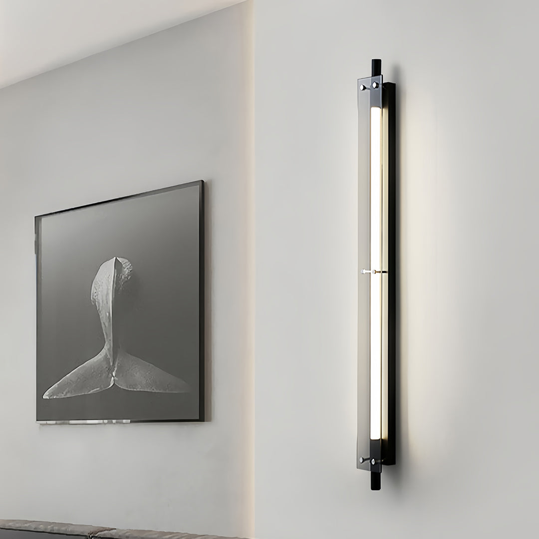 Black Linear Up/Down Wall Sconce — Iron and Glass, LED Hardwired, 12–24W, 60cm–120cm