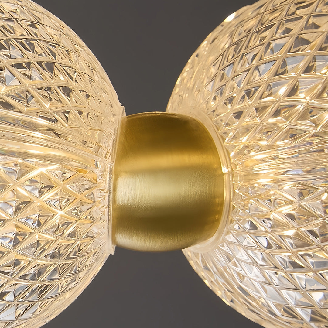Round Glass Shade Island Chandelier — Gold Metal, Three-Step Dimming, 60cm / 80cm / Combination