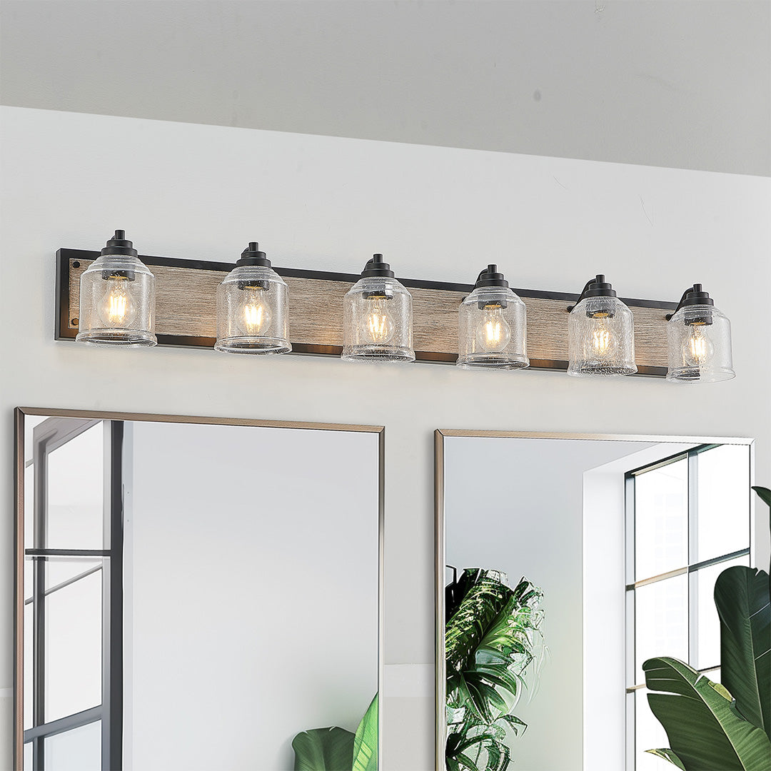 Geometric Linear Multi-Light Vanity Sconce — Iron, Matte Black or White, 3/4/5/6-Light, E26, Hardwired