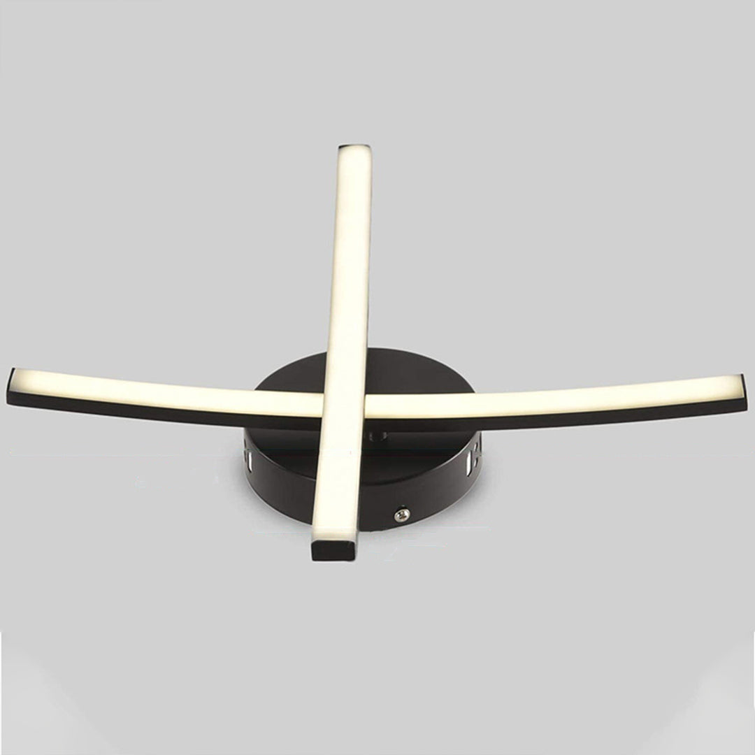 Modern Semi-Flush Mount Ceiling Light — Aluminum & Acrylic, 12W LED, 360° Rotating Dual Strip, Three-Color Dimming, Black or White