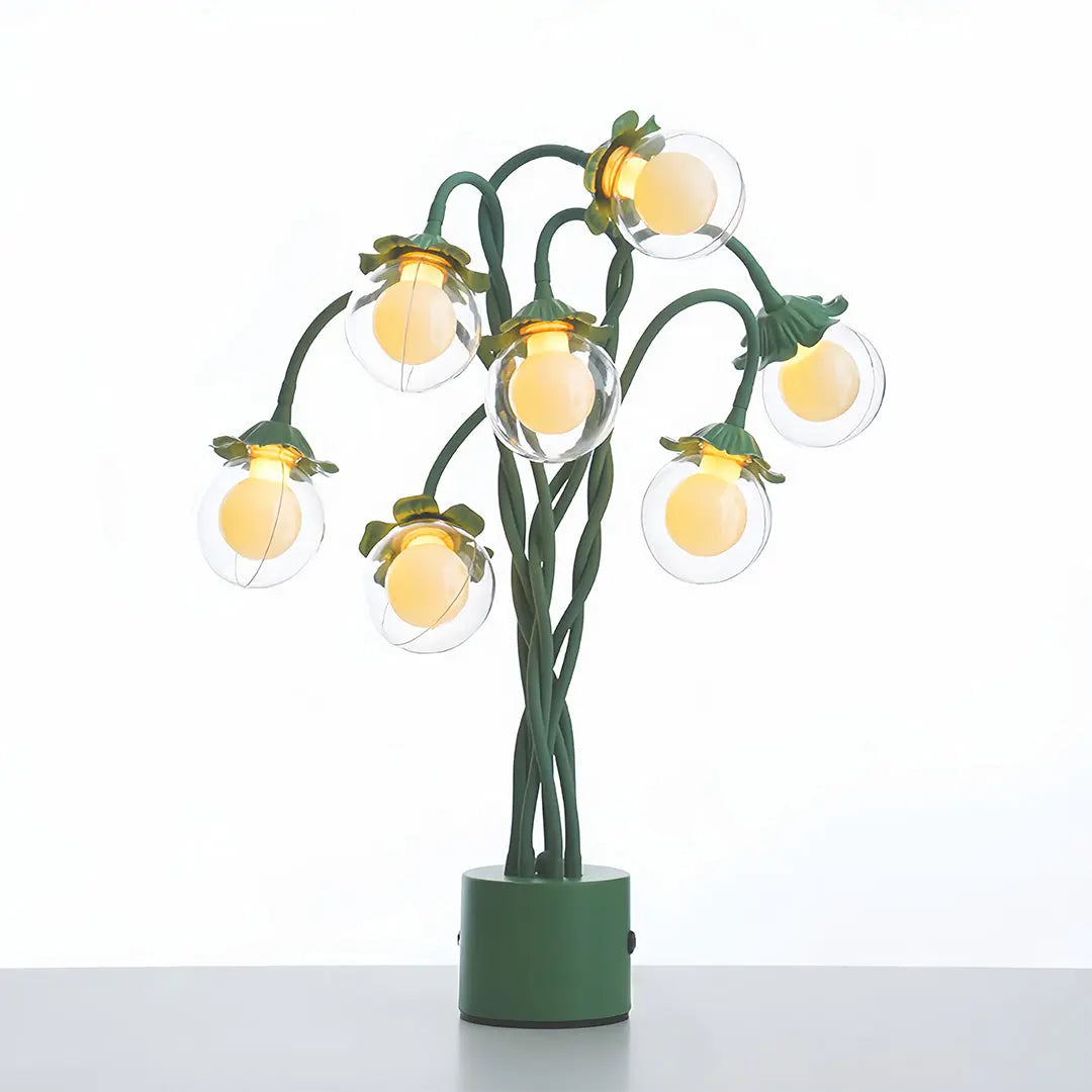 Artistic Globe Decorative Light: Retro Green Table Lamp with French Floral Design Luxe