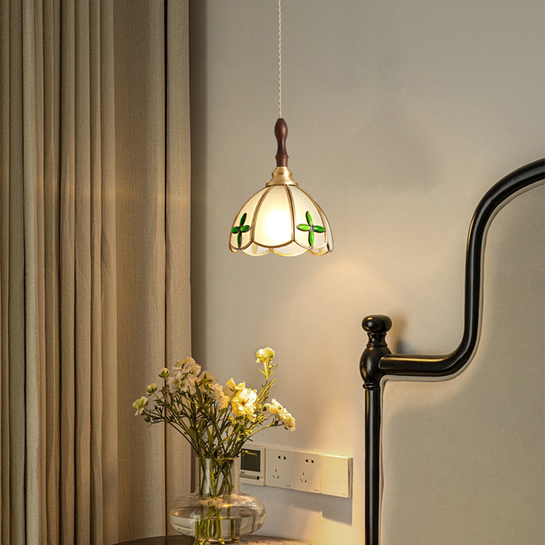 Water Ripple Glass Pendant Light — Full Copper, LED E27, 3-Step Dimming, 1- or 3-Light