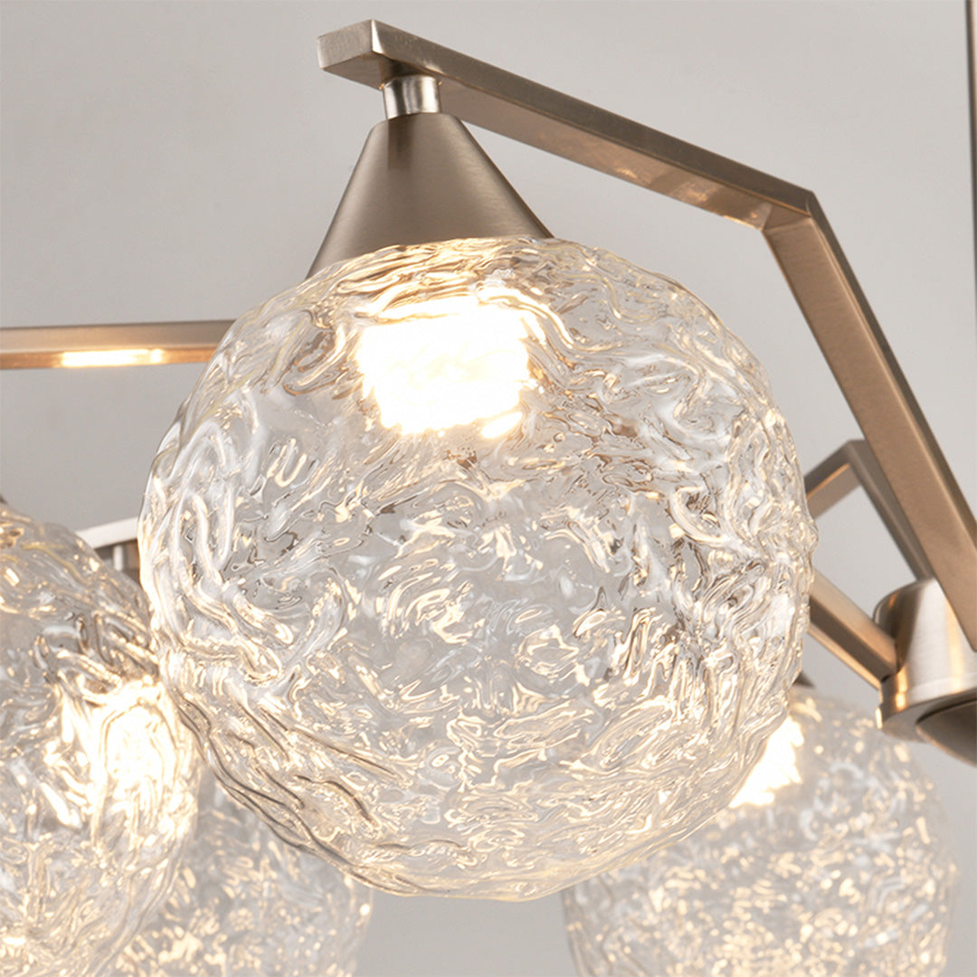 Sputnik Mid-Century Semi-Flush Mount — Sand Nickel Iron, Cognac Glass, 6- or 8-Light, Three-Color Dimming
