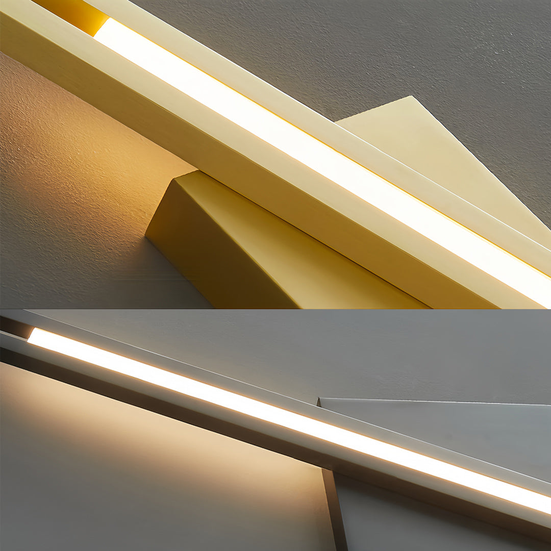 Geometric Diamond Linear Wall Sconce — Copper & Acrylic, 9W/10W/16W, 3-Step Dimming (3000K/4500K/6000K), Black/Gold Finish