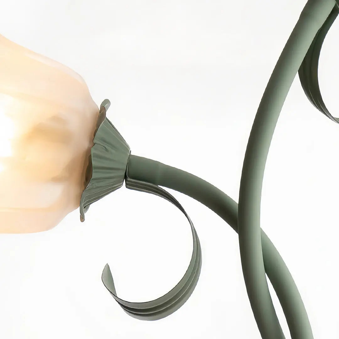Artistic Green Iron Flower Floor Lamp in French Country Style Luxe
