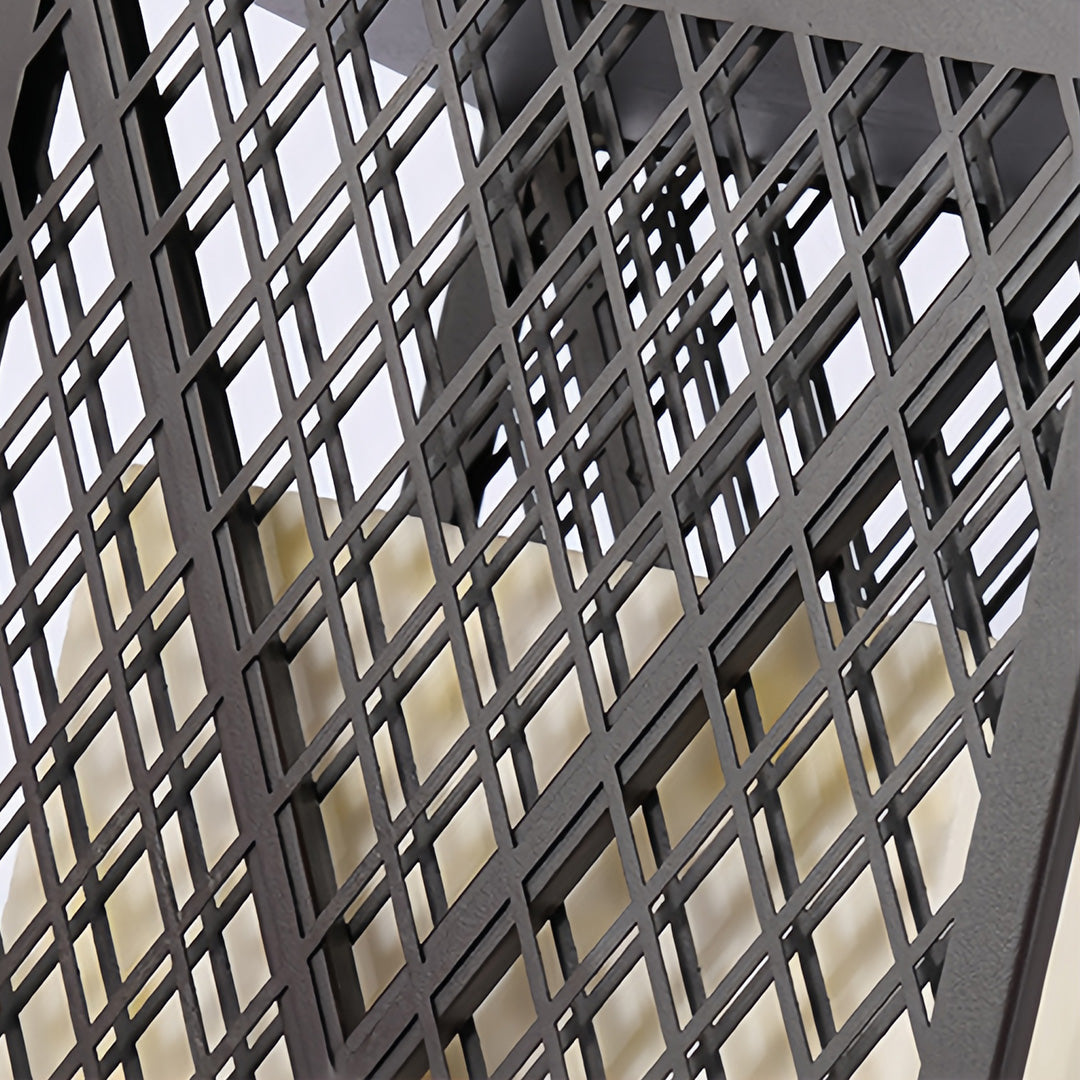 Square Outdoor Bollard Lantern — Galvanized Steel, Marble-Texture Shade, 10W LED 3000K, IP65