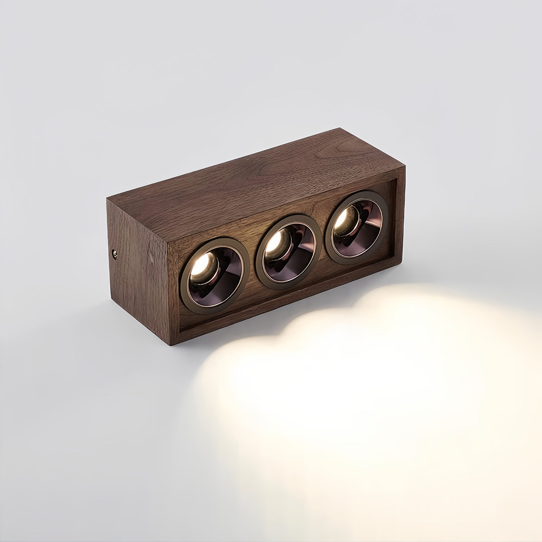 Walnut-Finish Multi-Head Surface-Mount Downlight — Aluminum, LED Integrated, 4000K, 1- to 4-Light, 7–28W