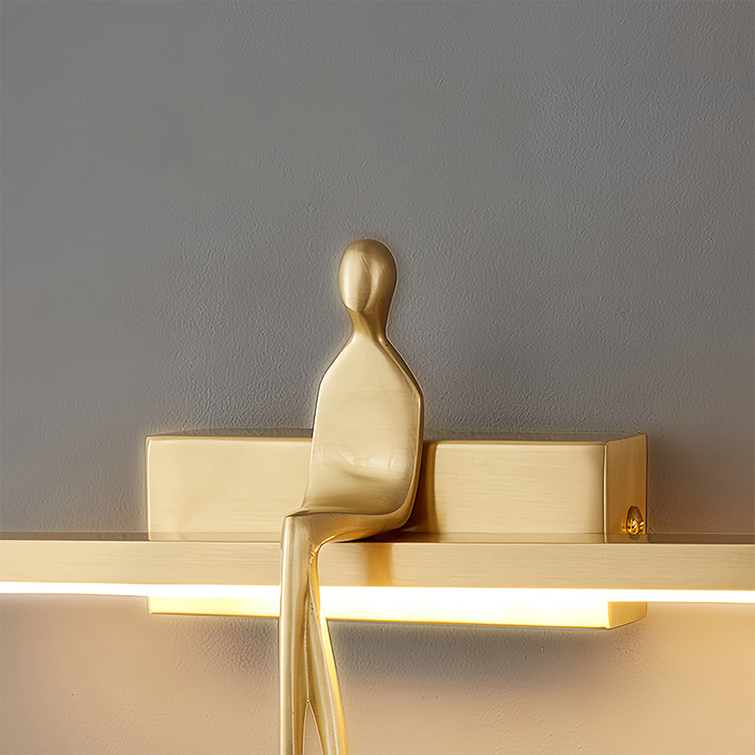 Minimalist Italian Man-Figure Wall Sconce — Full Copper, Acrylic, 5W LED, 3-Step Dimming