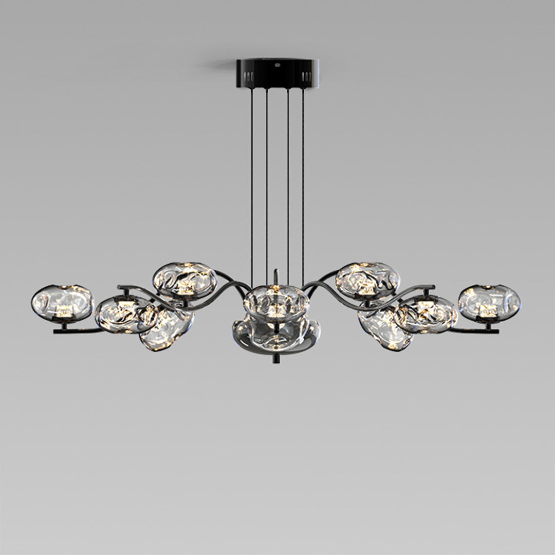 Magic Bean Modern LED Chandelier — Nanoclear Glass, 9- or 16-Light, Three-Color Dimming, Ra≥97 Full Spectrum, Black or Copper