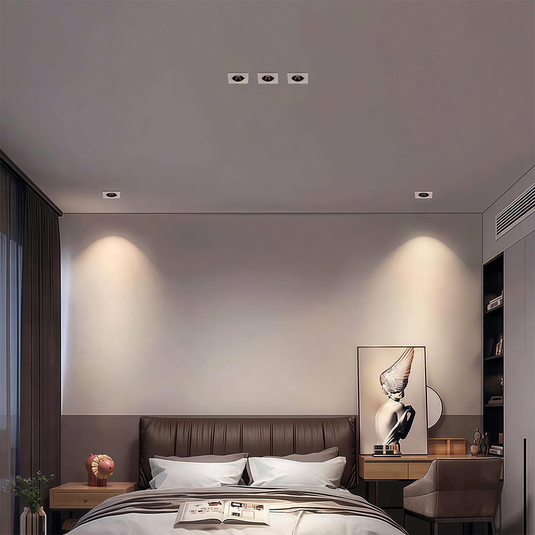 Square Recessed Downlight — Aluminum & Acrylic, LED, 7W–10W, 3000K / 4000K / 6000K, Ra90, Single- or Double-Head