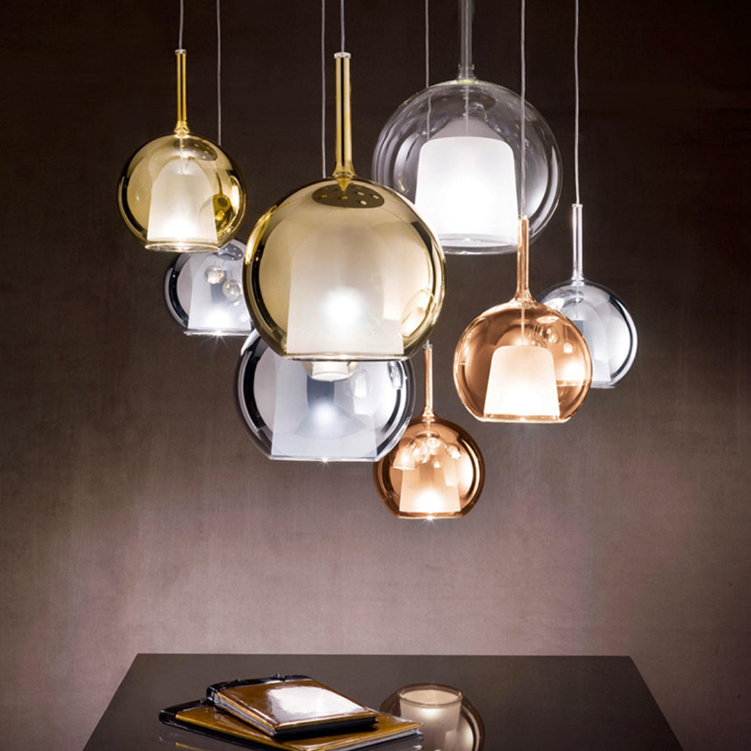 Hand-Blown Glass Ball Mini Pendant — Electroplated Iron, G9, 3000K Warm, 3 Sizes