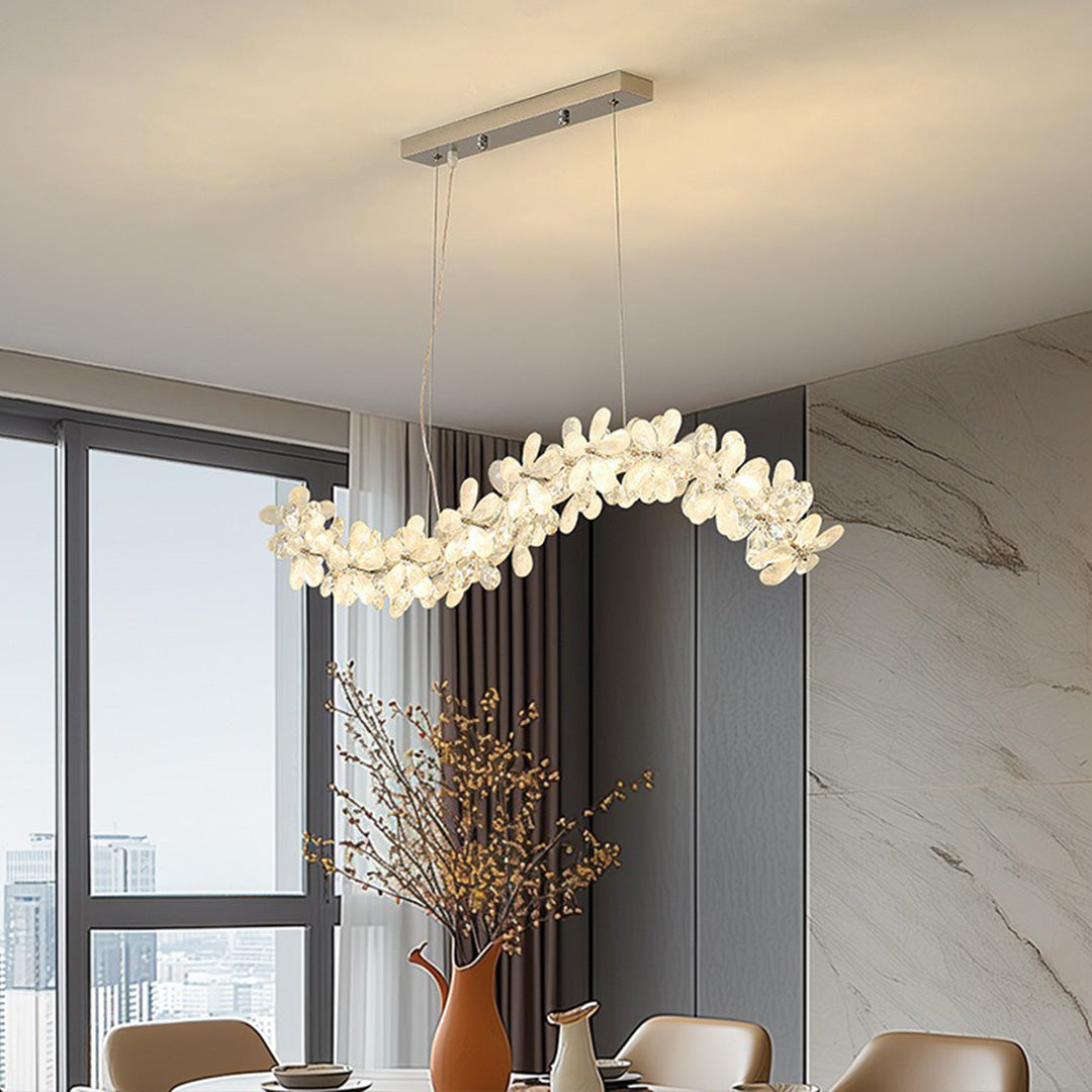 French Flower Crystal Chandelier — Mirror-Polished Metal, K9 Crystal, Stepless Dimming 3000K–6000K, Remote Control, Multiple Sizes