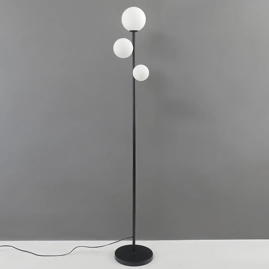 Modern Globe Floor Lamp with 3 Lights in Gold, Black, and White - Standing Design Luxe