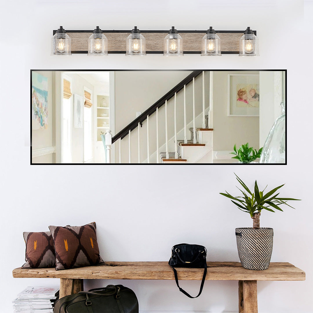 Geometric Linear Multi-Light Vanity Sconce — Iron, Matte Black or White, 3/4/5/6-Light, E26, Hardwired