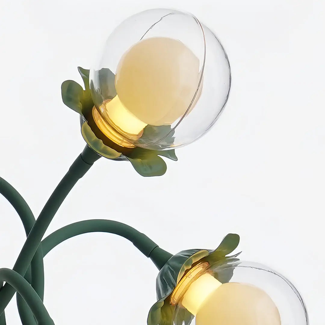 Artistic Globe Decorative Light: Retro Green Table Lamp with French Floral Design Luxe