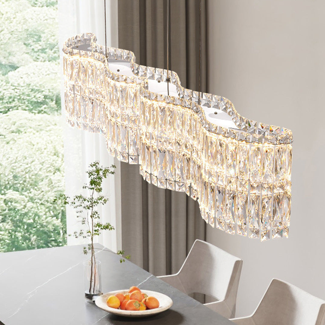 Large K9 Crystal Ring Chandelier — Stainless Steel, Gold or Silver, Stepless Dimming 3000K–6000K, Remote Control, 40W–118W