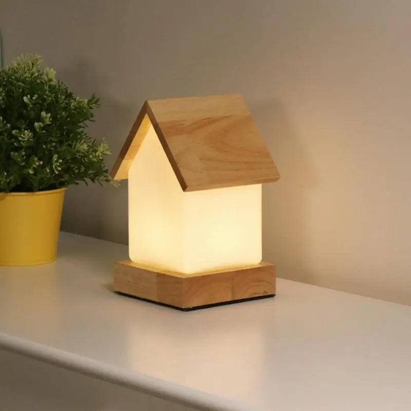 Small Wooden LED House Lamp for Kids and Babies Luxe