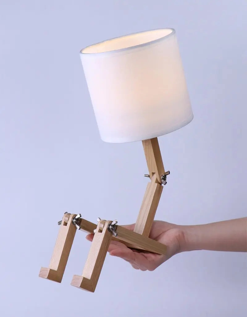 Adjustable Wooden Robot Table Lamp with LED Lighting Luxe