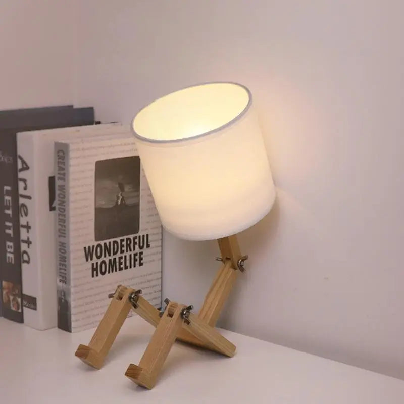 Adjustable Wooden Robot Table Lamp with LED Lighting Luxe