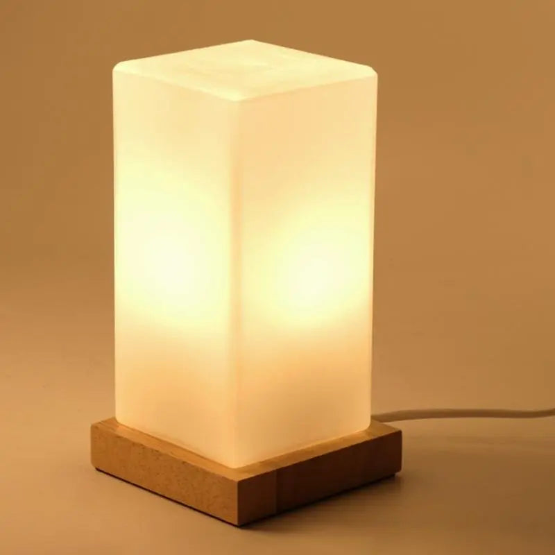 Battery-Operated LED Accent Lamp for Kids - Wooden Cube Design Luxe