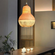 Peach-Inspired Bamboo Pendant Light — Burlywood, E26/E27, 30W Max, 9" / 11" / 15" Diameter
