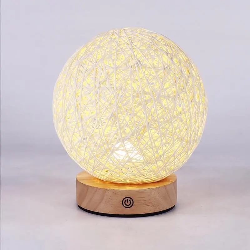 6-Inch LED Table Lamp with Natural Rattan Wicker Shade Luxe