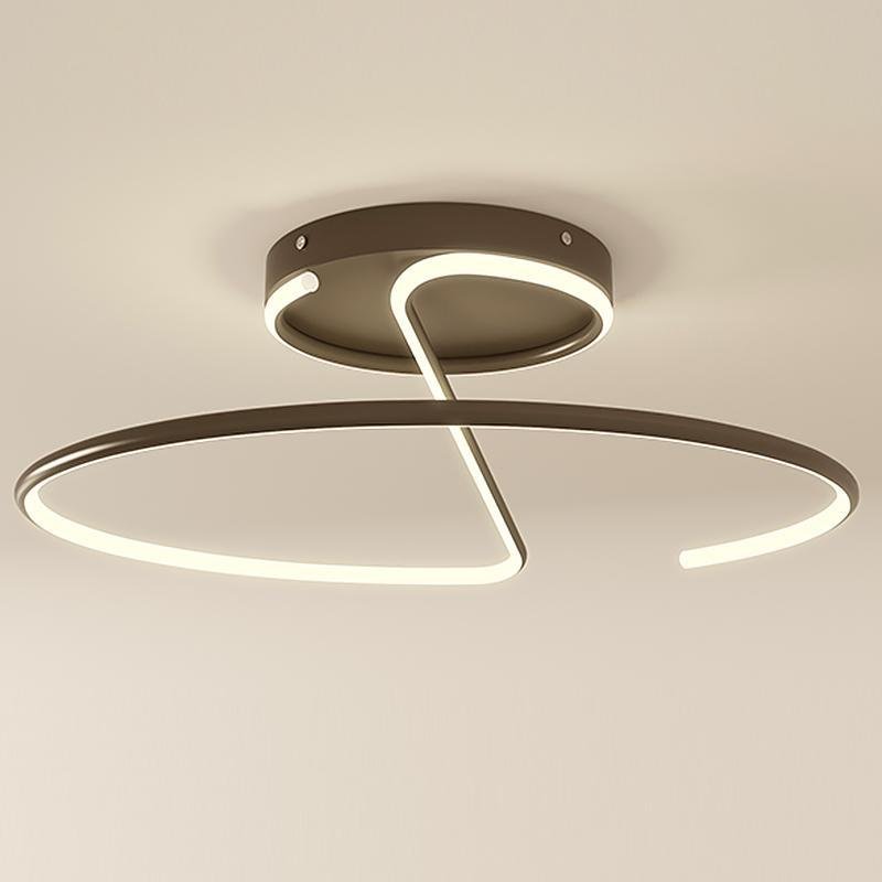 16-Inch Modern LED Semi Flush Mount Ceiling Light with Sleek Wire-Inspired Circular Design