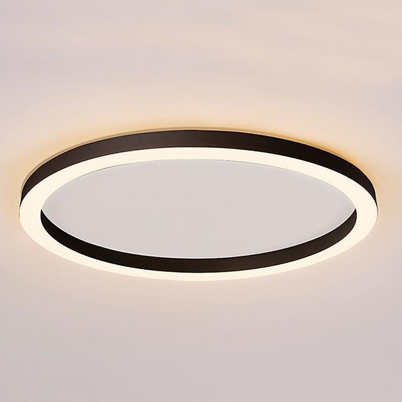 16" Modern Circle LED Flush-Mount Ceiling Light — Aluminum, Dimmable, 3000K–6000K, Remote Control, 33W