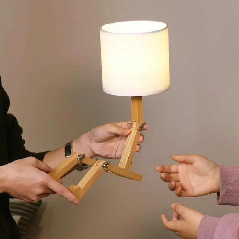 Adjustable Wooden Robot Table Lamp with LED Lighting Luxe