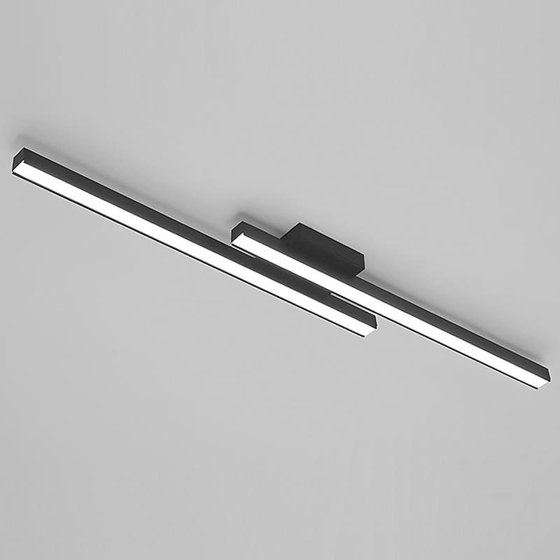 35" Modern Rectangular LED Flush-Mount Ceiling Light — Aluminum & Acrylic, Black, 30W, 3000K / 6000K